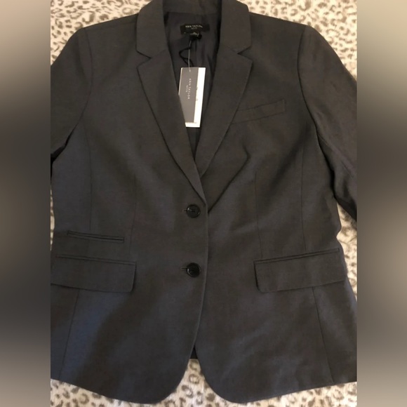 Ann Taylor Dark Gray Tropical Wool Suit Pant 12 Jacket 12p Petite - Picture 6 of 15